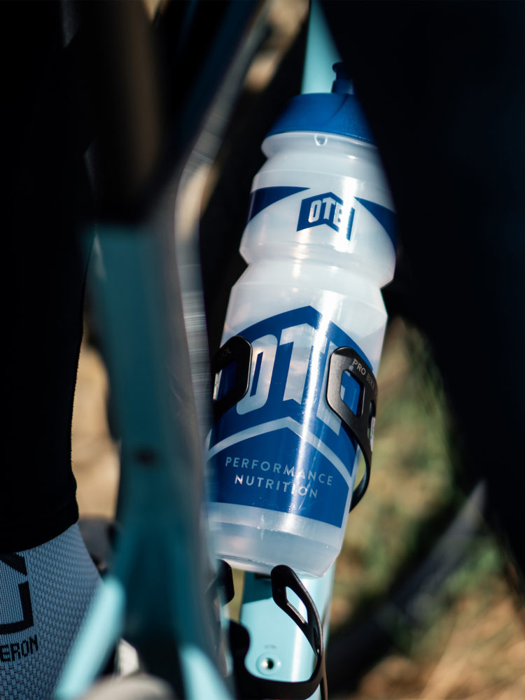 OTE Blue Drinks Bottle 750ml in a Bike Cage